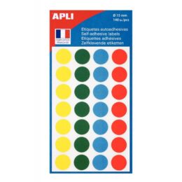 ETIQUETTE ADHESIVE RONDE 15MM ASS PQT 140