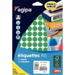 ETIQUETTE ADHESIVE RONDE 15MM VERT PQT960