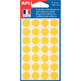 ETIQUETTE ADHESIVE RONDE 15MM JAUNE P168