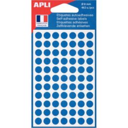 ETIQUETTE ADHESIVE RONDE 8MM BLEU PT462