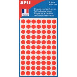 ETIQUETTE ADHESIVE RONDE 8MM ROUGE PT462